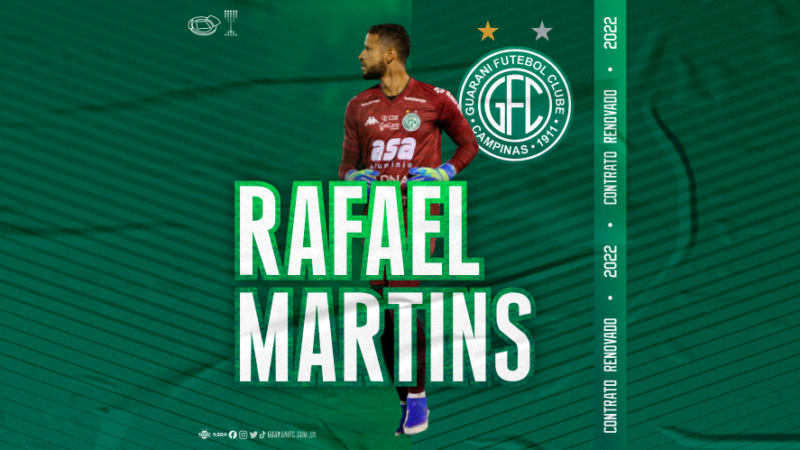 Goleiro Rafael Martins também tem anuncio de contrato até o final de 2022